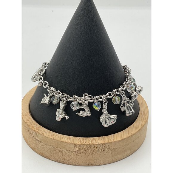 Silver Charm Bracelet With Toggle Clasp & Dangling Charms - Picture 2 of 5